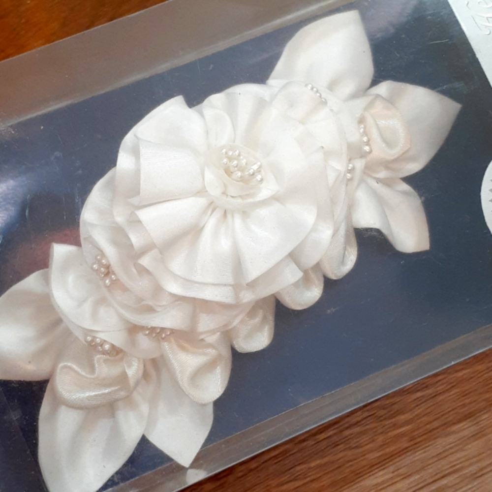 Satin & pearl hair comb bridal headpiece